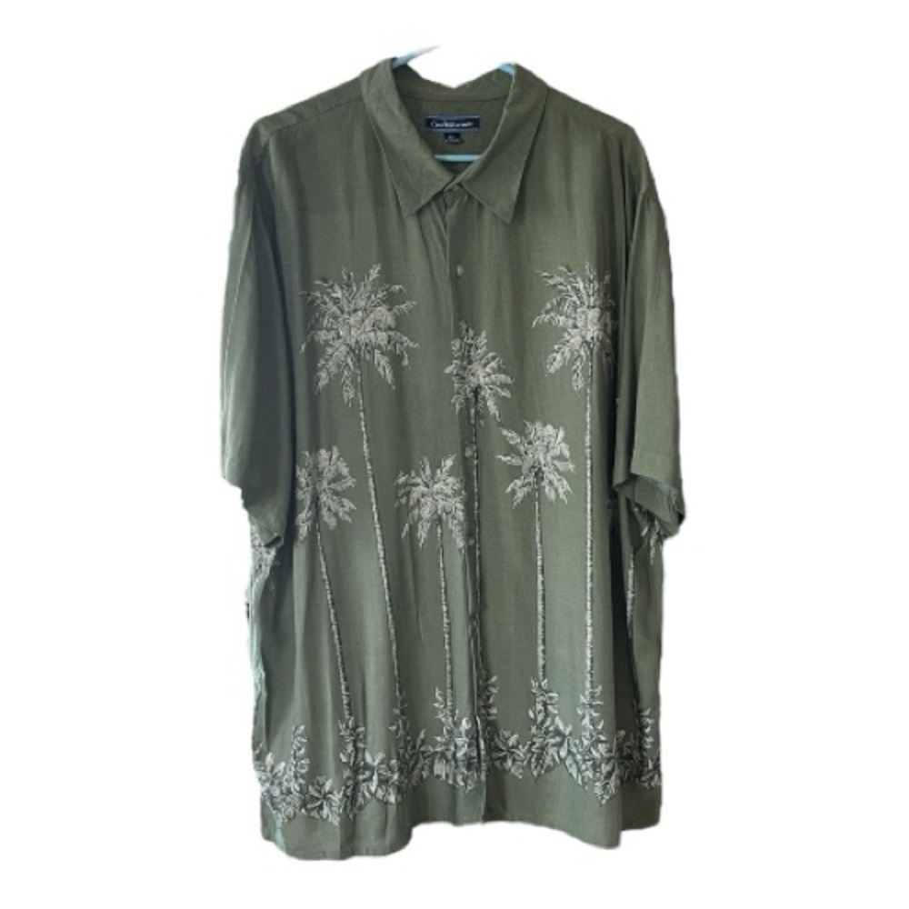 Croft & Barrow Olive Green Hawaiian Button down Mens Shirt. Size (XXL)